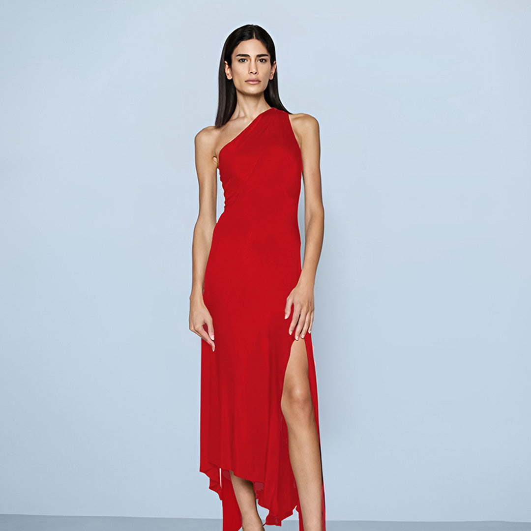 One Shoulder High-Low Hem Dress