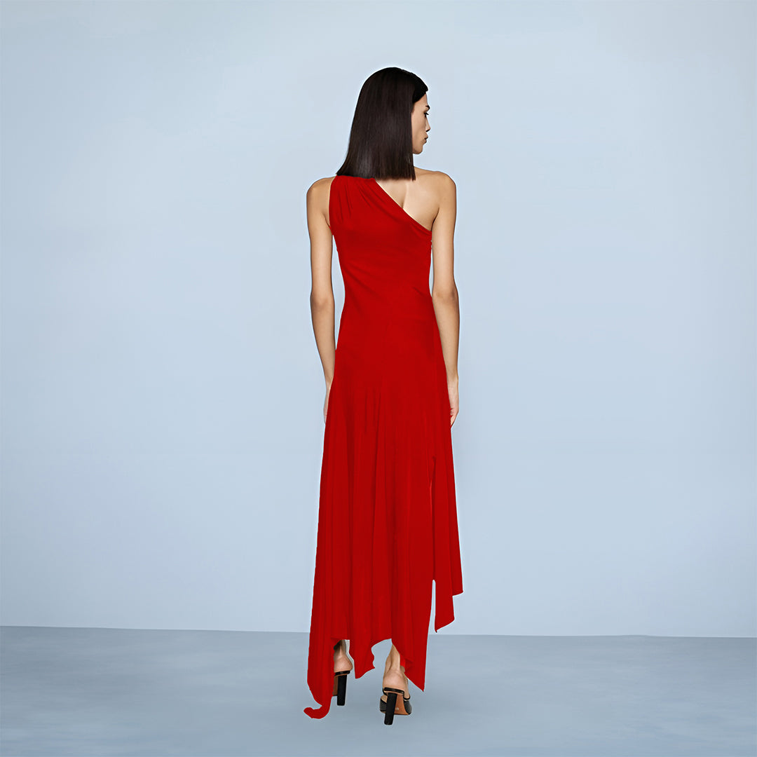 One Shoulder High-Low Hem Dress