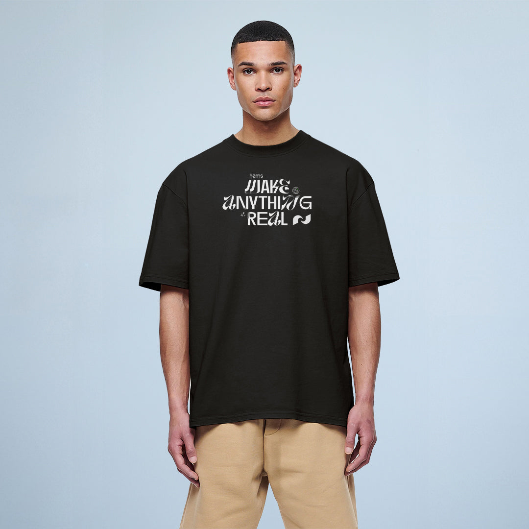 Make Anything Real Black Oversized T-Shirt