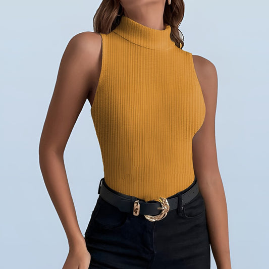 Turtleneck Ribbed Tank Top